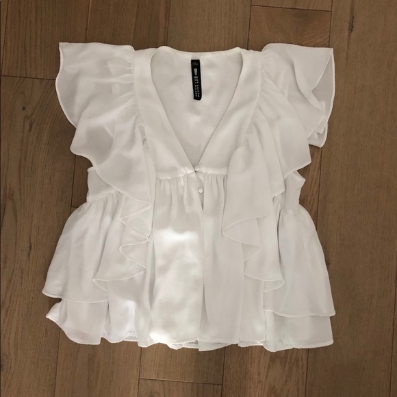 Design Labs White Ruffle Blouse - Picture 1 of 4